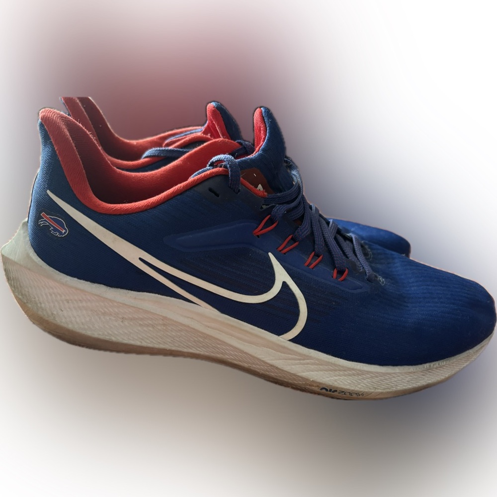 Buffalo Bills NFL Nike Blue Athletic Running Shoes with Red Lining